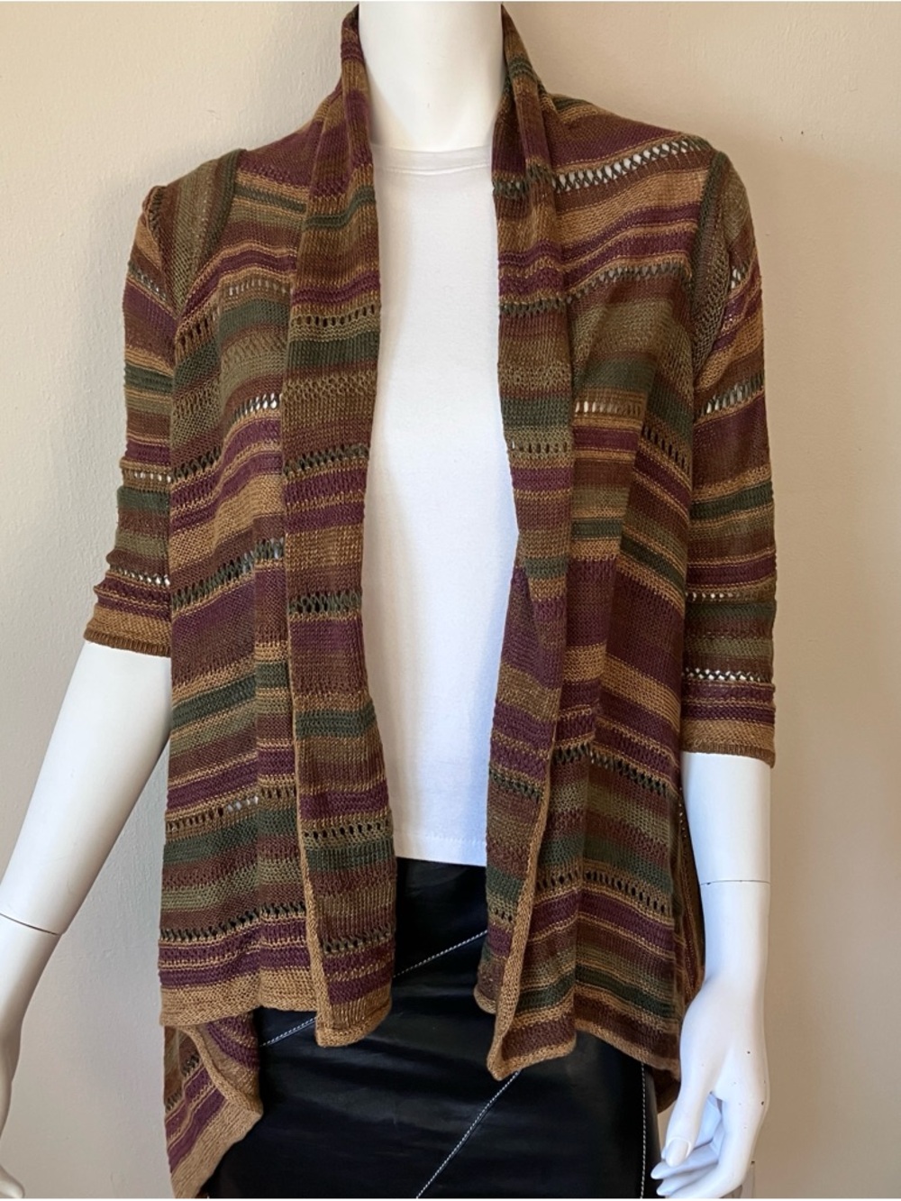 Ralph Lauren linen/silk multicolor striped drape cardigan